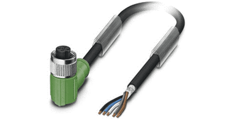 Cable 2 m PUR / Angled M12 5pin Female (A) to open wire